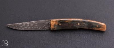     Couteau " custom " de Alain & Joris Chomilier - Ivoire de mammouth et damas inoxydable Vegas Forge