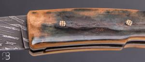     Couteau " custom " de Alain & Joris Chomilier - Ivoire de mammouth et damas inoxydable Vegas Forge