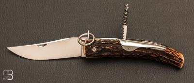 Couteau de chasse Cornillon 2 pièces 14CM Bois de cerf par J. Mongin