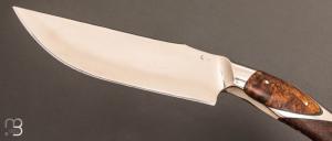 Couteau " double intégral " droit de Mickaël Moing - Loupe de bouleau stabilisée