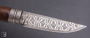  Couteau droit custom Damas mosaïque de Vlad Matveev et Noyer Turc