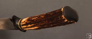  Couteau droit custom par Grégory Picard -  bois de cerf sambar et acier 130