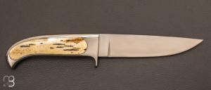 Couteau " intégral " bois de cerf et RWL34 par Charly BENNICA