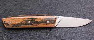    Couteau " liner-lock " custom par Christophe Arbogast - Ivoire de mammouth et lame en RWL34