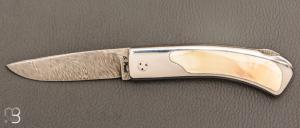    Couteau " custom " lock back par Christian Penot - ivoire de phacochère et lame damas