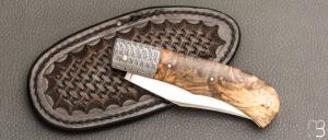    Couteau " trappeur " custom par Anthony Brochier - Loupe de buis / damas et RWL34