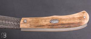  Couteau " trappeur " custom par Anthony Brochier - Mammouth et damas mosaïque torsadé