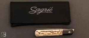   Couteau " liner lock " custom de Stéphane Sagric - Ivoire de Mammouth et Zirconium
