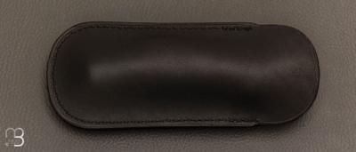 Etui XL cuir de veau pour couteau pliant fait main par Chantal Trocmé - coloris noir
