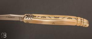  Couteau  "  Laguiole Rameau Olivier " de collection par Virgilio Munoz - Corne blonde