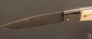   Couteau " Tony XL  " custom de Anthony Brochier - Damas multi-barreaux torsadé et ivoire de phacochère