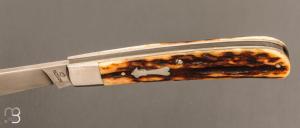   Couteau " Trapper slipjoint " par Don Hanson III - Bois de cerf et lame en W2