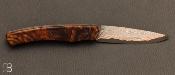 Couteau " 1820 Berthier Front-flipper " par Tim Bernard - Bois de fer et lame damas