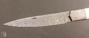 Couteau " Pyrène " 13 cm Damas de Devin Thomas & Ivoire de mammouth par Jean-Paul Tisseyre