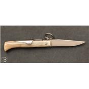 Couteau de poche Chasseur 10 cm avec anneau corne blonde par J. Mongin