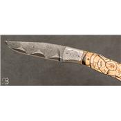 Mammoth ivory and damascus Chasard folding knife by Philippe Ricard