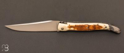  Couteau  " Laguiole 13 CM " de Jérôme Lamic - ivoire de mammouth et 14C28N