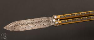  Balisong  " V " custom par Torpen Knives - Jérôme Hovaere - Titane et Damasteel