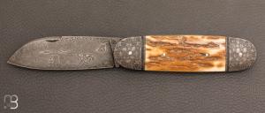 Couteau "  Bouledogue " custom de Jrme Bellon - Mammouth et damas