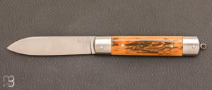 " Canif " custom knife by Laurent Gaillard - Mammoth ivory and 14C28N blade