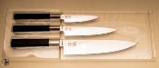 Coffret de 3 couteau Japonais KAI Wasabi Black - Office 10 cm - Utilitaire 15 cm - Chef 20 cm