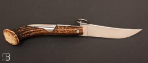 Couteau " Couronne 16 cm " Bois de cerf avec étui par J. Mongin