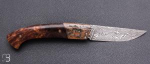  Couteau " 1515 collection Globetrotter " par Manu Laplace - Ronce de noyer et lame damas