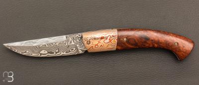   Couteau " 1515 " collection "1900" par Manu Laplace - Bois de fer/Mokume et Damas