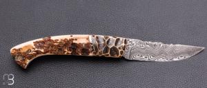  Couteau 1515 collection " Primitive  " par Manu Laplace - Ivoire de mammouth et lame damas