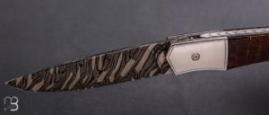   Couteau " 1820 " par Tim Bernard - Carapace de tatou et lame en damas mosaïque