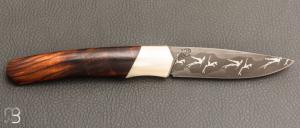   Couteau " 1820 " par Nicolas Mestrallet - Atelier du couteau de Vaunaveys - Damas "Pégase" et bois de fer