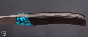 Couteau " L'Anaconda " par Lames de l'Ouest - Ziricote et turquoise