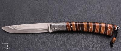   Couteau " Armen " custom par Erwan Pincemin - Molaire de mammouth /mitres damas de Philippe Ricard