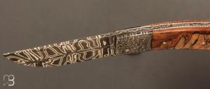  Couteau de collection modèle " Berger " de Jean Pierre Veysseyre - Damas et hêtre échauffé