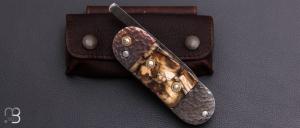   Couteau  " Bouledogue XXL " XC75 et ivoire de mammouth fait main par Frédéric Marchand