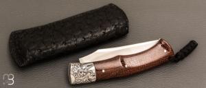   Couteau " Boxer " custom par Raphaël Durand - Micarta barbwire et RWL34