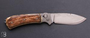   Couteau "Buffalo" par Éric Parmentier - Ivoire de mammouth et Suminagashi SGPS