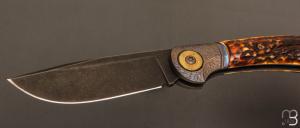    Couteau "Bullet" pliant de Gudy van Poppel - Bois de cerf et Böhler N690