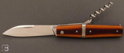    Couteau   " Canif Coffin " custom par David Breniere - Micarta Butterscotch et 80Crv2