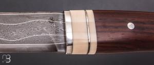    Couteau " Chasse Kriss " de Jean Paul Sire - Cocobolo et Damas