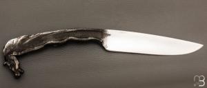    Couteau " Cheval " droit à lame forgée 100C6 par Mickaël Moing