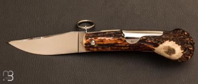 Couteau Couronne 14 cm Bois de cerf par J. Mongin