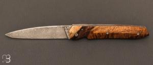   Couteau  "  Custom " par Florian Keller - Tamarin ondé et lame en damas 192 couches