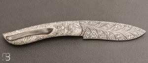   Couteau " GYR " custom par Tim Bernard - Météorite et lame damas plume