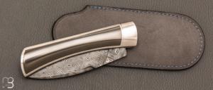    Couteau  "  Gentleman automatique " custom de Florent Dall'ava - L'atelier Dall'ava - Damas / Zirconium