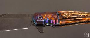    Couteau " Gitano Custom " pliant de Gudy van Poppel - Cerf Sambar et Böhler N690
