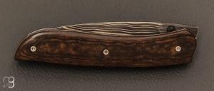 Couteau " Gyr " front flipper custom - Paperstone et damas multi-barreaux par Tim Bernard