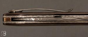 Couteau " Gyr " front flipper custom - Paperstone et damas multi-barreaux par Tim Bernard