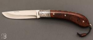 Couteau  "  HERMINE " custom en bois de fer et damas par Erwan Pincemin
