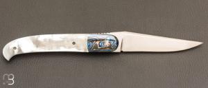     Couteau  "  Interprétation Laguiole " custom de Stéphane Sagric - Nacre et RWL34